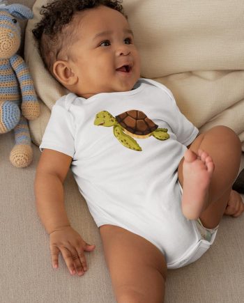 Cute Sea Turtle Smiling Cartoon Bodysuit -Image by Shutterstock