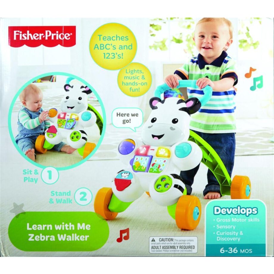 Fisher-Price Learn with Me Zebra Walker - Two Ways to Play - Teaches ABC's - 123's and More
