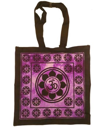 Aum Sanskrit Symbol Lotus Chakra Tie Dye Market Tote Bag Canvas Graphic