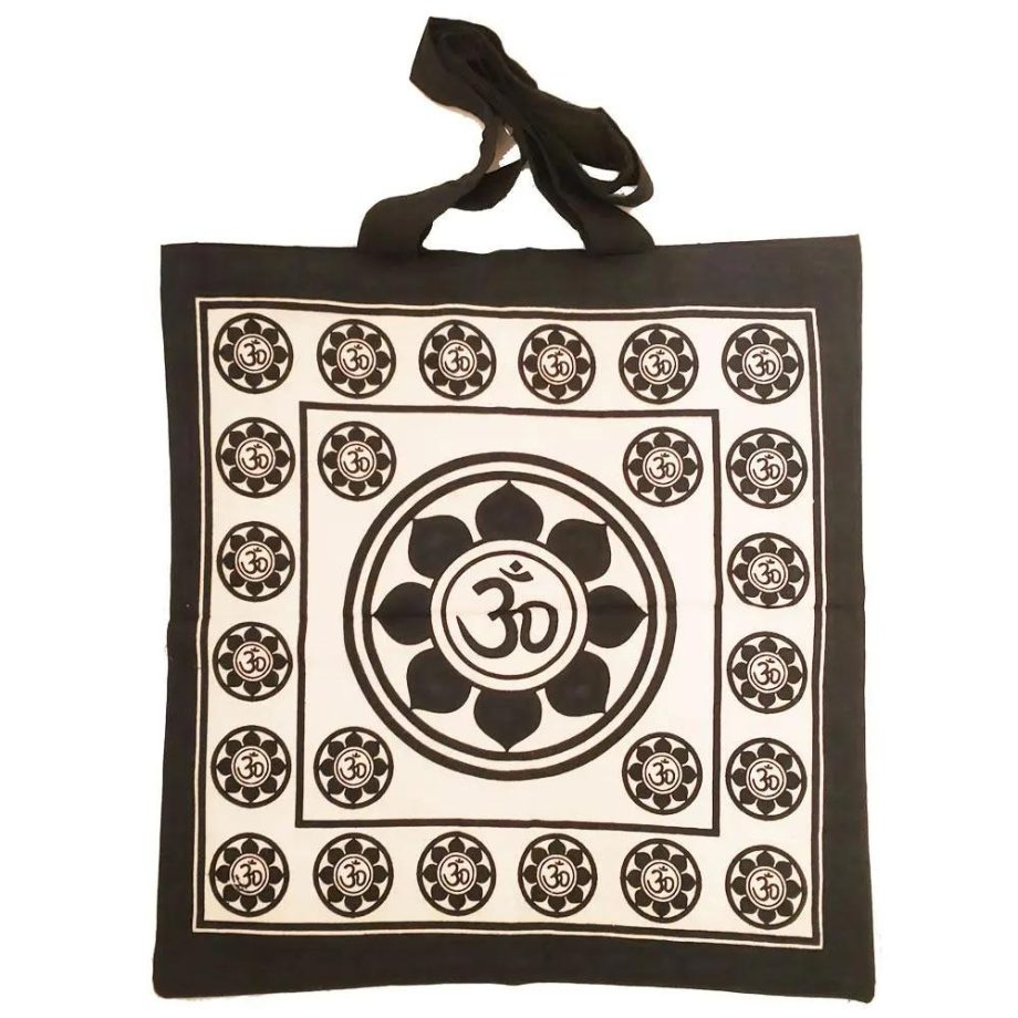 Aum Sanskrit Symbol Lotus Chakra Tie Dye Market Tote Bag Canvas Graphic