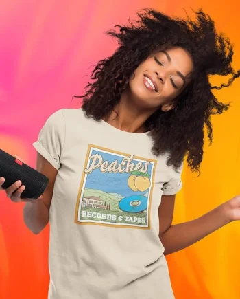 Peaches Records And Tapes T-shirt -SmartPrintsInk Designs